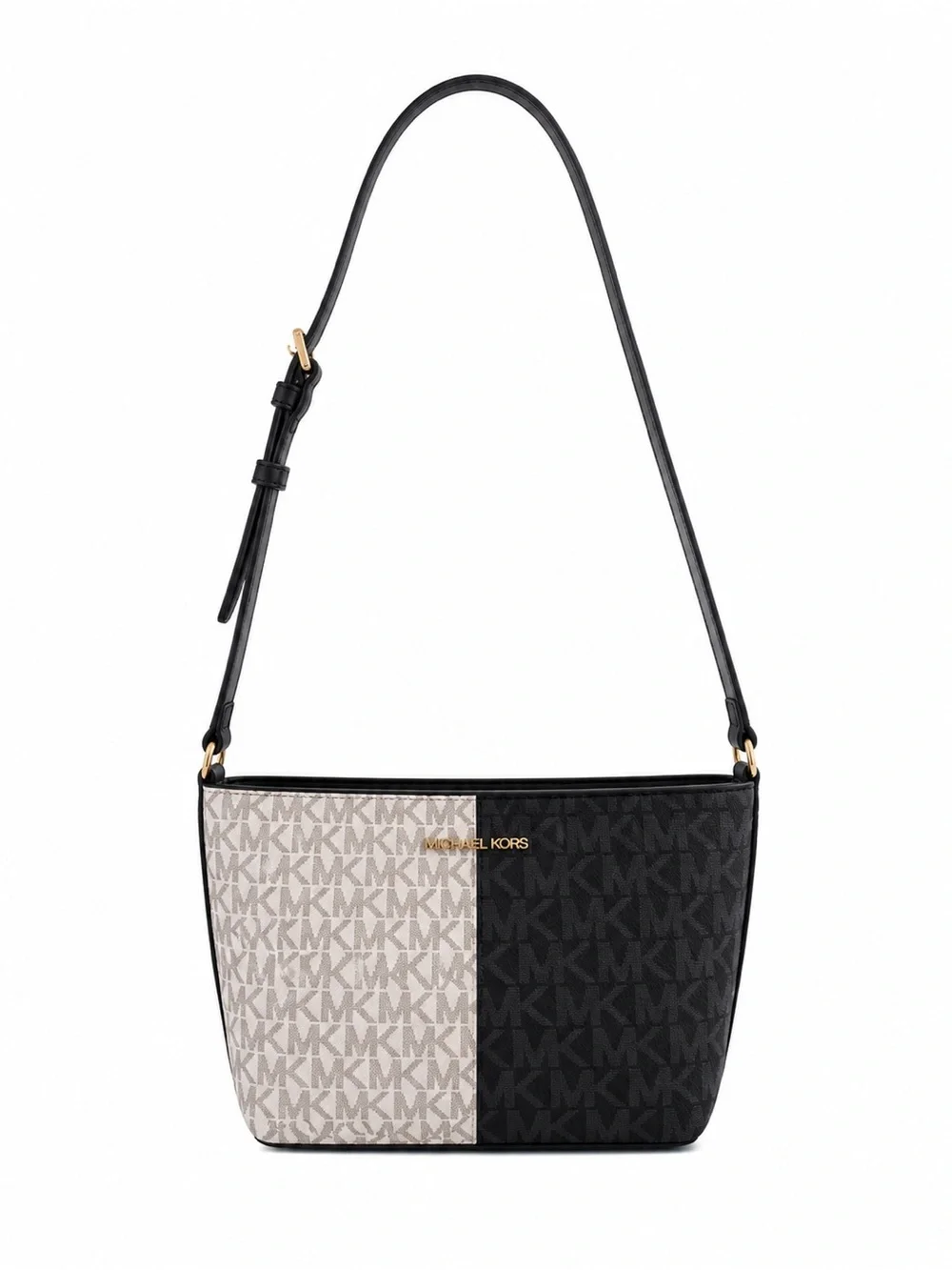 Michael Kors Jet Set Black Cream MK Signature Logo Shoulder Crossbody Bag